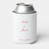 Eenvoudig Elegant Wit met Rode Tekst Trouwen Blikjeskoeler (Blikje Achterkant)