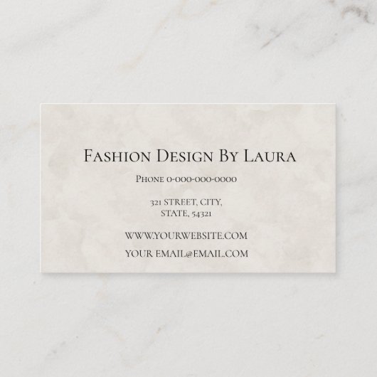 Eenvoudig elegant wit met zwart script visitekaartje (Achterkant)