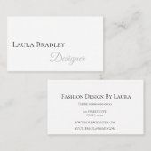 Eenvoudig elegant wit met zwart script visitekaartje (Voorkant / Achterkant)