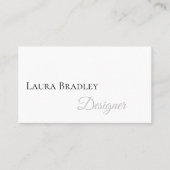 Eenvoudig elegant wit met zwart script visitekaartje (Voorkant)