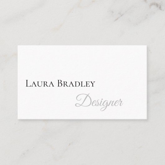 Eenvoudig elegant wit met zwart script visitekaartje (Voorkant)