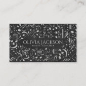 Eenvoudig elegant wit papier muzieknoten patroon visitekaartje (Voorkant)