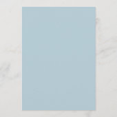 Eenvoudig elegant wit pastelblauw Bruiloft Menu (Achterkant)
