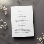 Eenvoudig elegant wit pastelblauw Bruiloft Menu<br><div class="desc">Eenvoudige elegante witte pastelblauwe moderne bruiloft Menu uitnodiging. Deze minimalistische ampersand uitnodiging is perfect voor elk stijlvol en verfijnd glam meisje. Dit ontwerp is ideaal voor een trendy en stijlvol feestje. Pas dit ontwerp aan met uw boodschap en persoonlijke informatie. Alle design zijn gedrukt.</div>