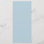 Eenvoudig elegant wit pastelblauw modern programma programmakaart (Achterkant)