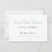 Eenvoudig elegant wit pastelblauw Save The Date (Voorkant)