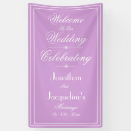 Eenvoudig Elegant Wit Schrift Mauve Trouwfeest Spandoek