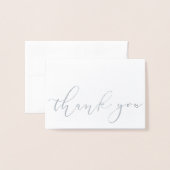 Eenvoudig Elegant Wit Zilveren Folie Script Bedank Kaarten (Voorkant met envelop)