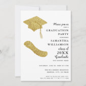 Eenvoudig Elegant Wit Zwart Goud Graduation Party Kaart (Voorkant)