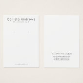 Eenvoudig elegant wit, zwart hartenoorbeeldscherm visitekaartje (Voorkant /achterkant)