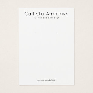 Eenvoudig elegant wit, zwart hartenoorbeeldscherm visitekaartje