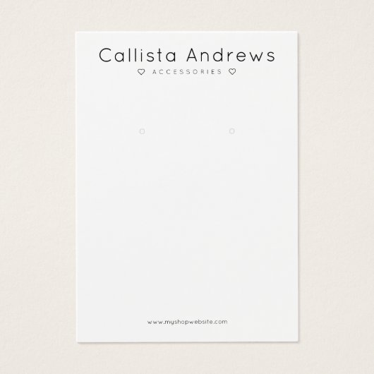 Eenvoudig elegant wit, zwart hartenoorbeeldscherm visitekaartje (Voorkant)