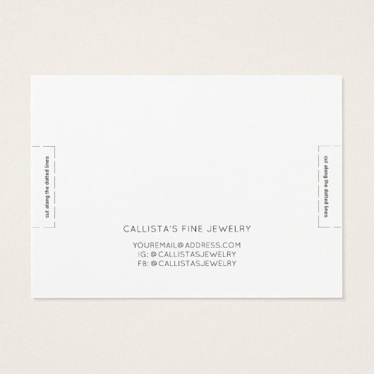 Eenvoudig elegant wit, zwart, wit, racelet display visitekaartje (Achterkant)