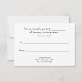 Eenvoudig Elegant Witte Bokeh Cadeaubon (Achterkant)