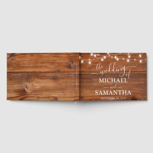 Eenvoudig Elegant Wood Rustic Wedding Gastenboek (Volledig)