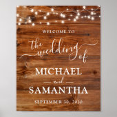 Eenvoudig Elegant Wood Rustic Wedding Poster (Voorkant)