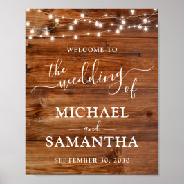 Eenvoudig Elegant Wood Rustic Wedding Poster