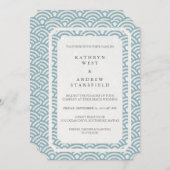 Eenvoudig elegant zacht blauw + wit strand huwelij kaart (Voorkant / Achterkant)