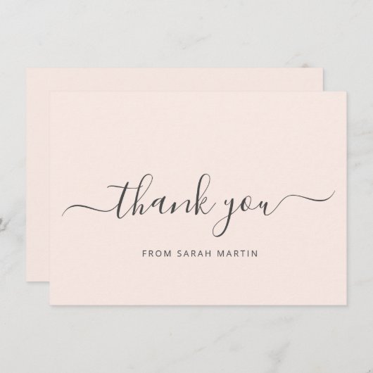 Eenvoudig elegant zakelijk Blush roze Bedankkaart (Voorkant / Achterkant)