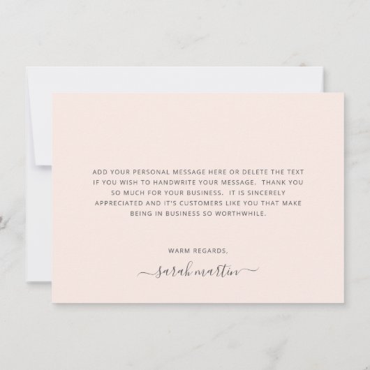 Eenvoudig elegant zakelijk Blush roze Bedankkaart (Achterkant)