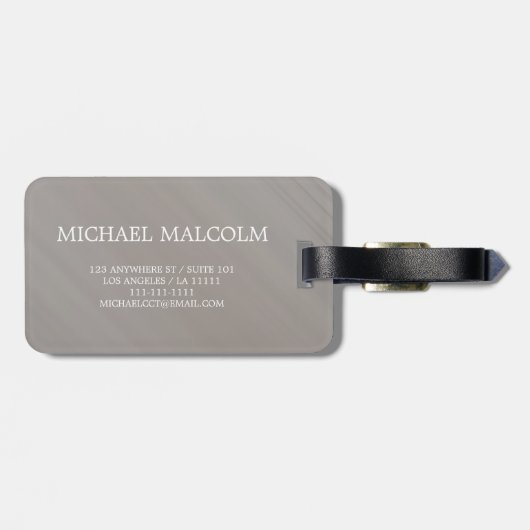 Eenvoudig Elegant Zilver Geborsteld Metaal Monogra Bagagelabel (Achterkant horizontaal)