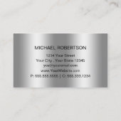 Eenvoudig Elegant Zilver op Zilver Monogram Visitekaartje (Achterkant)