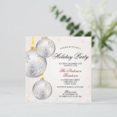 Eenvoudig Elegant Zilveren Baubles Kerstfeest Kaart (Staand voorkant)