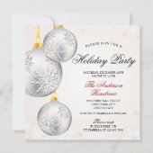 Eenvoudig Elegant Zilveren Baubles Kerstfeest Kaart (Voorkant)