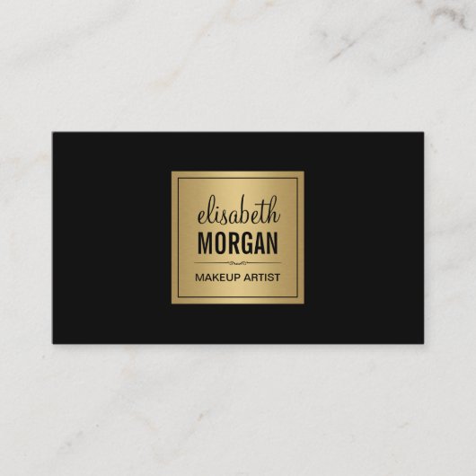 Eenvoudig Elegant zuiver zwart en geborsteld Gold- Visitekaartje (Voorkant)