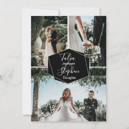 Eenvoudig elegant zwart 3-fotoraster, collage brui kaart