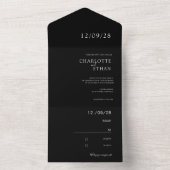 Eenvoudig, elegant zwart all in one uitnodiging (Binnen)