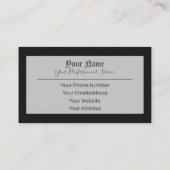 Eenvoudig elegant zwart en grijs oud visitekaartje (Achterkant)