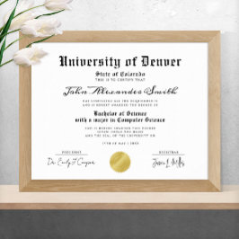 Eenvoudig Elegant Zwart En Wit Afstudeerdiploma Poster
