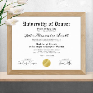 Eenvoudig Elegant Zwart En Wit Afstudeerdiploma Poster