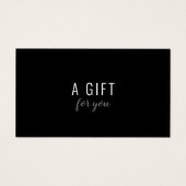 Eenvoudig Elegant Zwart en Wit Cadeaubon Visitekaartje (Voorkant)
