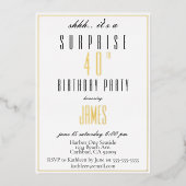 Eenvoudig, elegant zwart en wit goud zilver folie uitnodiging (Voorkant)