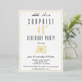 Eenvoudig, elegant zwart en wit goud zilver folie uitnodiging (Staand Voorkant)