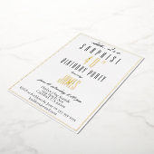 Eenvoudig, elegant zwart en wit goud zilver folie uitnodiging (Gedraaid)