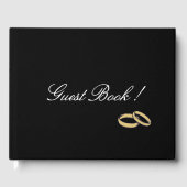 Eenvoudig Elegant Zwart en Wit met Rings Gastenboek (Voorkant)