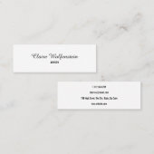 Eenvoudig Elegant Zwart en Wit Script Professionee Mini Visitekaartje (Voorkant / Achterkant)