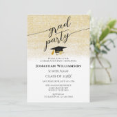 Eenvoudig Elegant Zwart Goud Script Graduation Par Kaart (Staand voorkant)