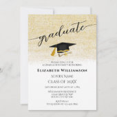 Eenvoudig Elegant Zwart Goud Script Graduation Par Kaart (Voorkant)