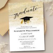 Eenvoudig Elegant Zwart Goud Script Graduation Par Kaart