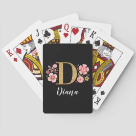 Eenvoudig Elegant Zwart Gouden Monogram Pokerkaarten