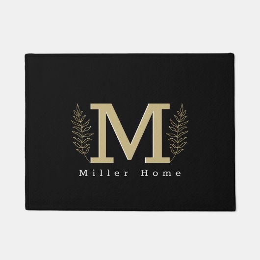 Eenvoudig elegant zwart-goudfern biedt aangepaste deurmat (Voorkant)