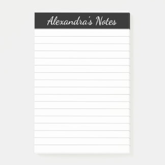 Eenvoudig elegant zwart grijs, persoonlijk gelinkt post-it® notes