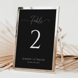Eenvoudig Elegant zwart huwelijkstafelnummer Kaart