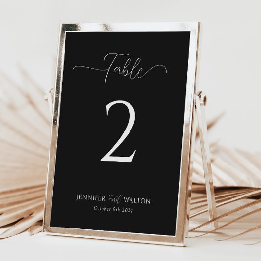 Eenvoudig Elegant zwart huwelijkstafelnummer Kaart
