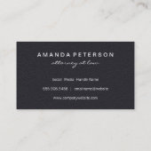 Eenvoudig elegant zwart leder visitekaartje (Achterkant)