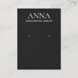 Eenvoudig elegant zwart lederen draagbeeldscherm visitekaartje